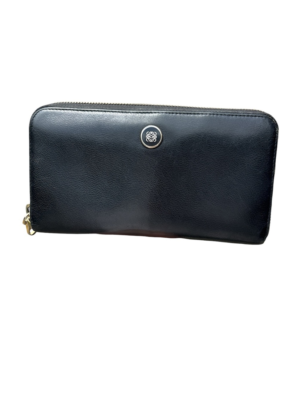 Loewe Black Leather Zip Around Long Wallet Continental Wallet Organizer